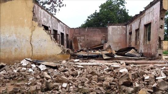 遭到恐怖分子袭击的尼日利亚学校。